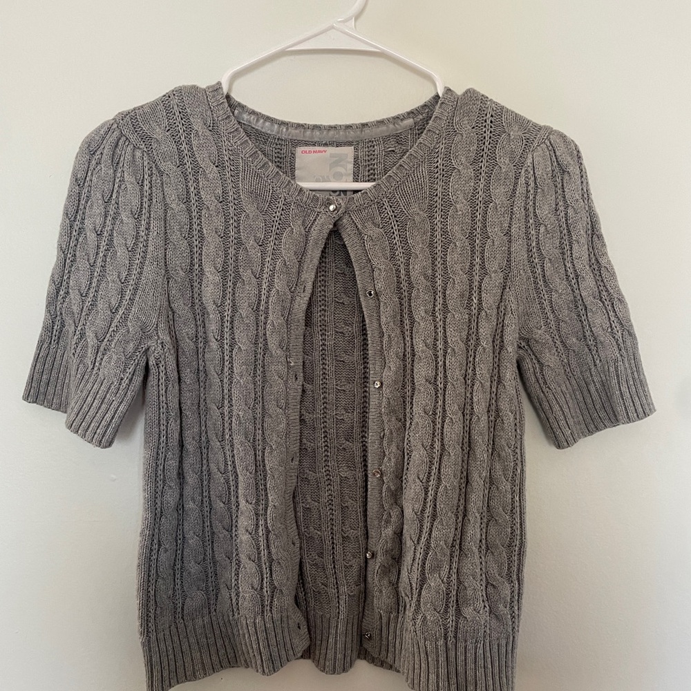 Old Navy Gray Cable Knit Cardigan